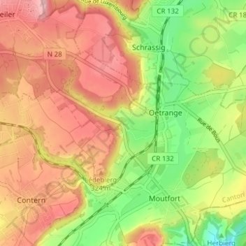 Carte topographique Éitermillen, altitude, relief