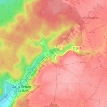 Carte topographique Offémont, altitude, relief