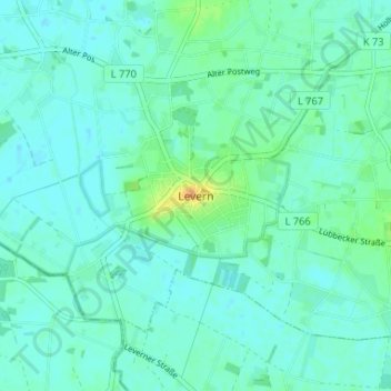 Carte topographique Levern, altitude, relief