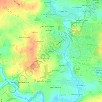 Carte topographique Gauchis, altitude, relief
