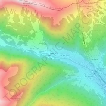 Carte topographique Abwerzg, altitude, relief