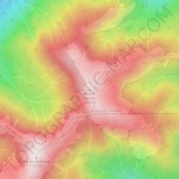 Carte topographique Mount Curran, altitude, relief