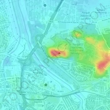 Carte topographique Monte de Santa Ana, altitude, relief