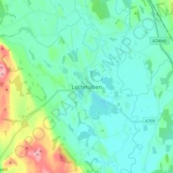 Carte topographique Lochmaben, altitude, relief