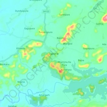 Carte topographique Sapotra, altitude, relief
