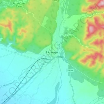 Carte topographique Rāmnagar, altitude, relief