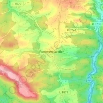 Carte topographique Pommertsweiler, altitude, relief