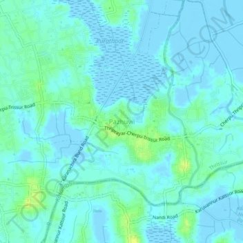 Carte topographique Pazhuvil, altitude, relief