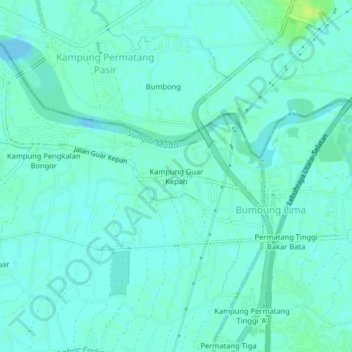 Carte topographique Kampung Guar Kepah, altitude, relief