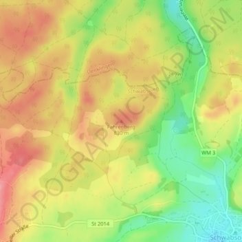 Carte topographique Fahrenberg, altitude, relief
