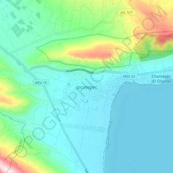 Carte topographique Jocotepec, altitude, relief