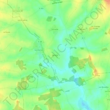 Carte topographique Verrière, altitude, relief