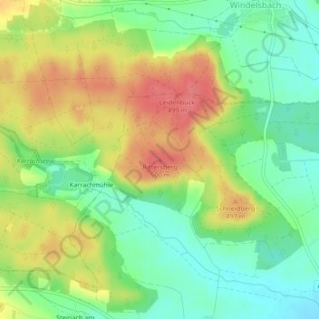 Carte topographique Geslau, altitude, relief