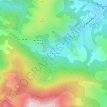 Carte topographique Bains de Garaibie, altitude, relief
