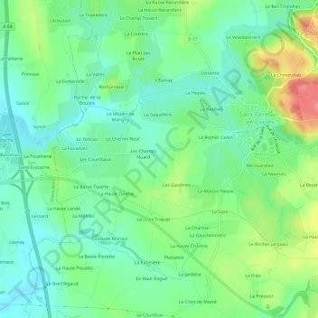 Carte topographique La Censie, altitude, relief