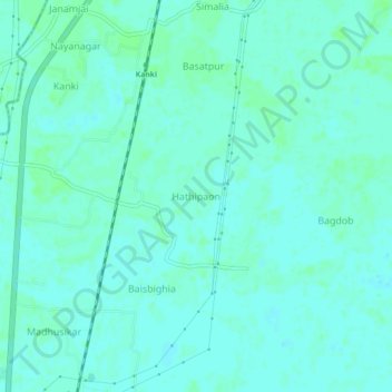 Carte topographique Hathipaon, altitude, relief