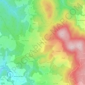 Carte topographique Chabreyras, altitude, relief