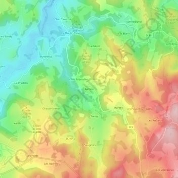 Carte topographique Barreix, altitude, relief