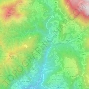 Carte topographique Frerola, altitude, relief