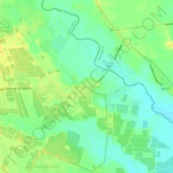 Carte topographique Alto de Sierra, altitude, relief