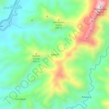 Carte topographique Baliton, altitude, relief