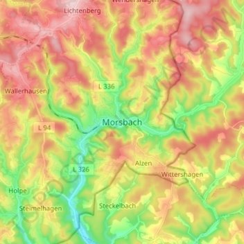 Carte topographique Morsbach, altitude, relief