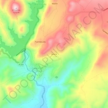 Carte topographique Solana, altitude, relief