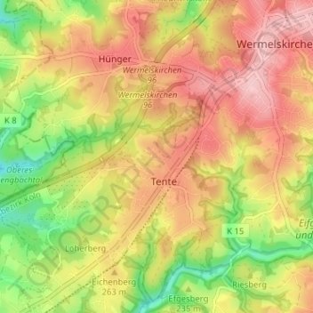 Carte topographique Bähringhausen, altitude, relief