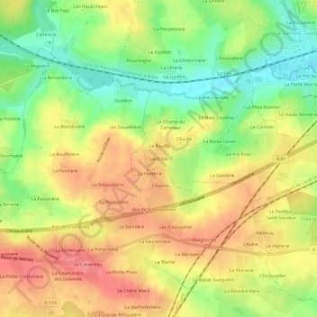 Carte topographique Saint-Isle, altitude, relief