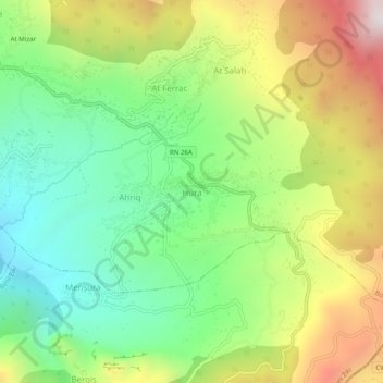 Carte topographique Houra, altitude, relief