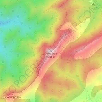 Carte topographique Almenara, altitude, relief