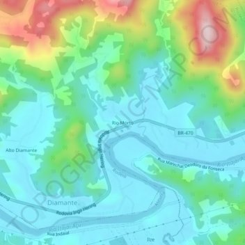 Carte topographique Rio Morto, altitude, relief