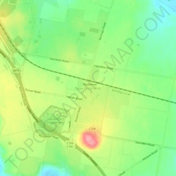 Carte topographique New Gisborne, altitude, relief