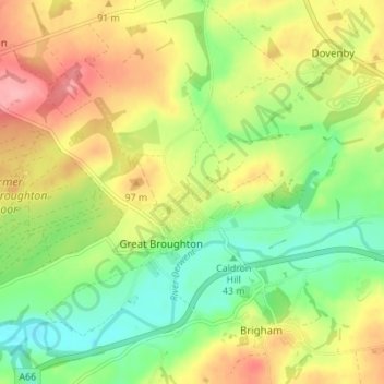 Carte topographique Little Broughton, altitude, relief