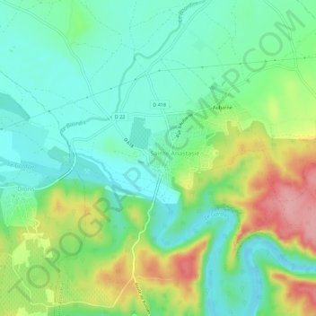 Carte topographique Russan, altitude, relief