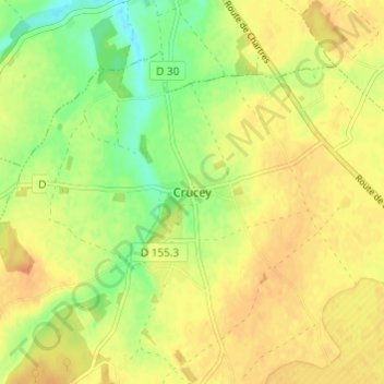 Carte topographique Crucey, altitude, relief