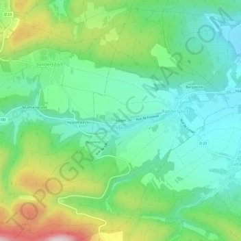 Carte topographique Hallen, altitude, relief