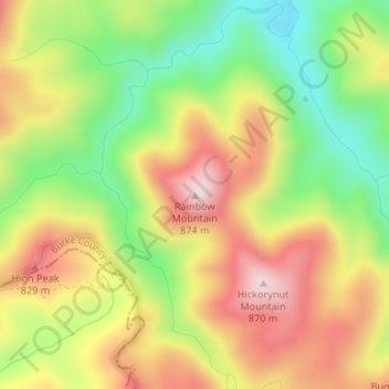 Carte topographique Rainbow Mountain, altitude, relief