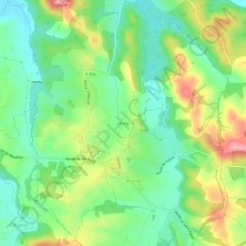 Carte topographique Urruty, altitude, relief
