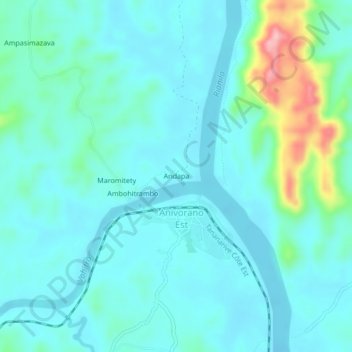 Carte topographique Andapa, altitude, relief