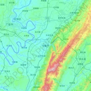 Carte topographique 华蓥市, altitude, relief