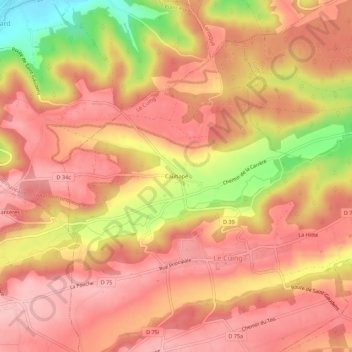 Carte topographique Cauhapé, altitude, relief