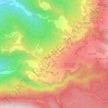 Carte topographique All'Ò, altitude, relief
