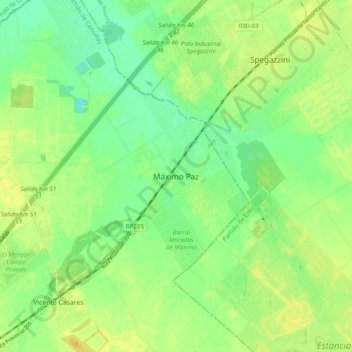 Carte topographique Máximo Paz, altitude, relief