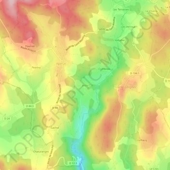 Carte topographique Jossy, altitude, relief