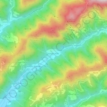 Carte topographique Cosizza, altitude, relief