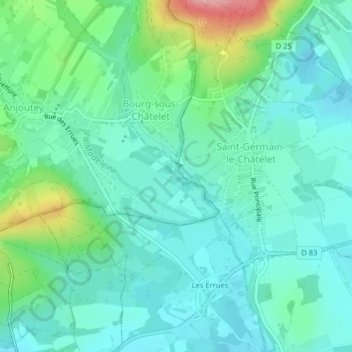 Carte topographique Au Rocle, altitude, relief