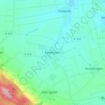 Carte topographique Edemissen, altitude, relief
