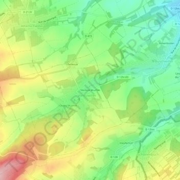 Carte topographique Niedere Muehle, altitude, relief
