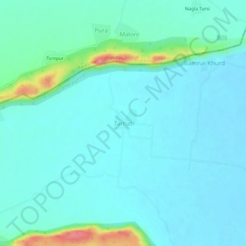 Carte topographique Tarhat, altitude, relief